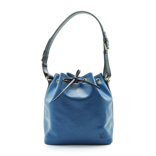 Epi Noe Blue Leather Shoulder Bag