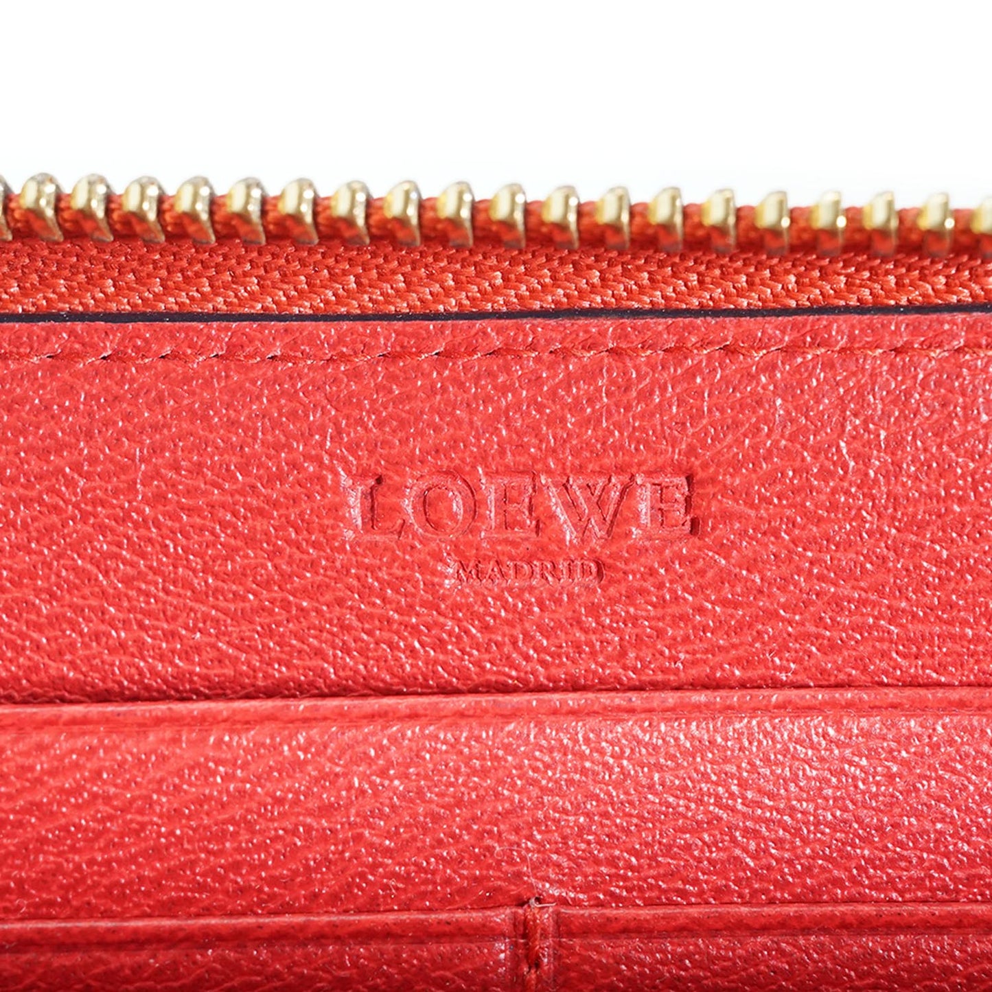 Anagram Red Leather Round Zip Long Wallet