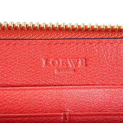 Anagram Red Leather Round Zip Long Wallet