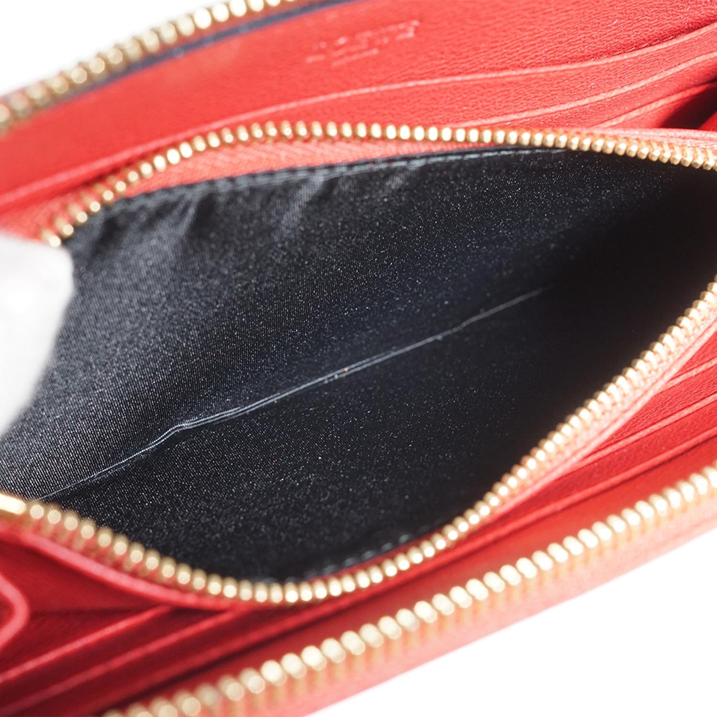 Anagram Red Leather Round Zip Long Wallet