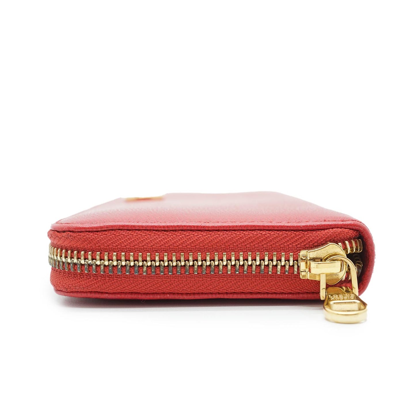 Anagram Red Leather Round Zip Long Wallet