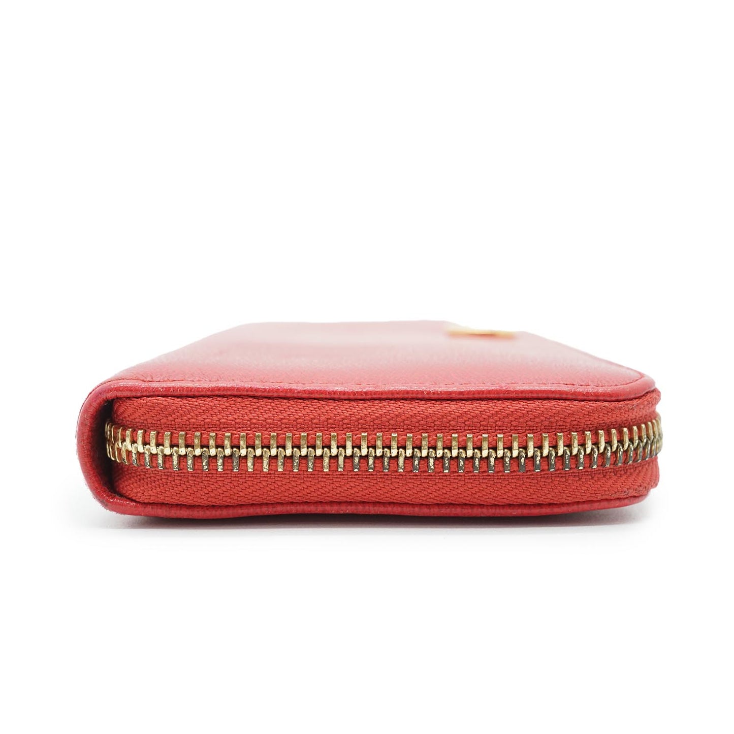 Anagram Red Leather Round Zip Long Wallet