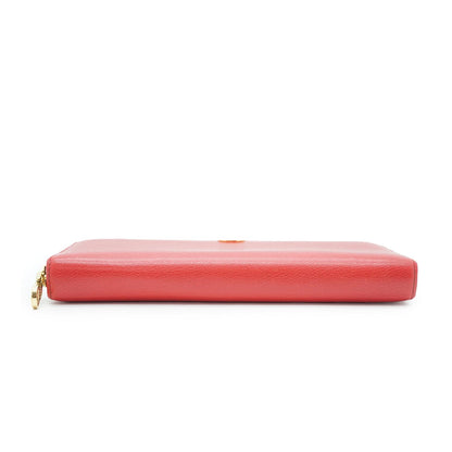 Anagram Red Leather Round Zip Long Wallet