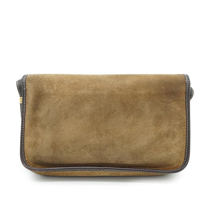 Anagram Suede Leather Gold Hardware Shoulder Bag