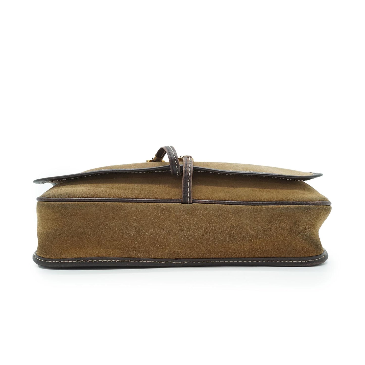 Anagram Suede Leather Gold Hardware Shoulder Bag