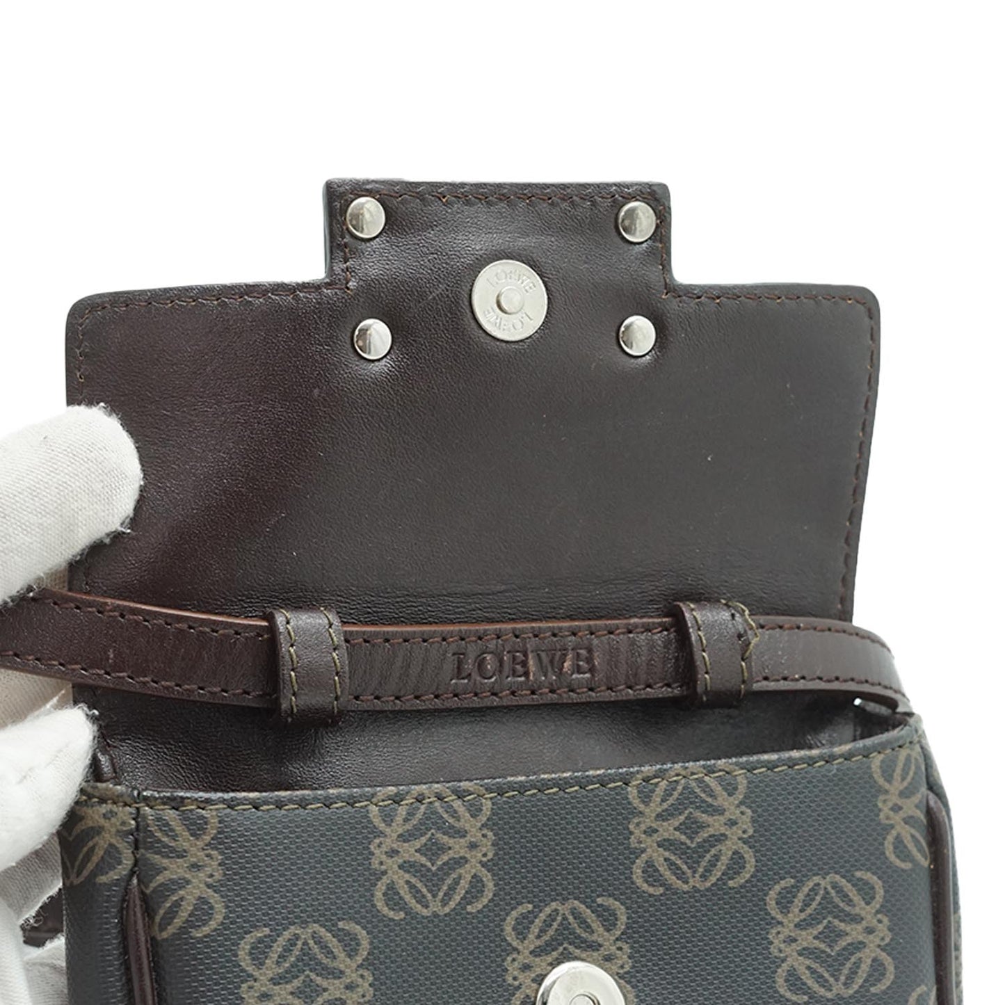 Anagram Leather Shoulder Bag with Pouch