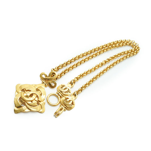 CC Diamond-shaped Gold Plated Chain Necklace