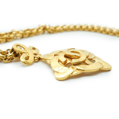 CC Diamond-shaped Gold Plated Chain Necklace