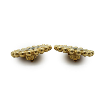 CC Button Gold Clip-On Earrings