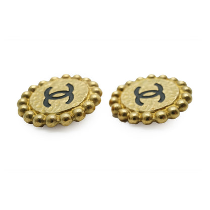 CC Button Gold Clip-On Earrings