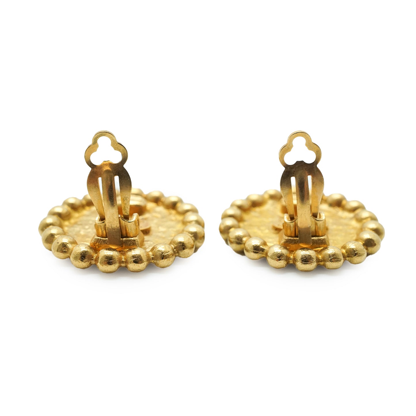 CC Button Gold Clip-On Earrings