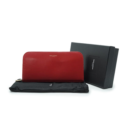 Red Leather Long Wallet