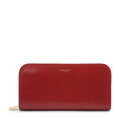 Red Leather Long Wallet