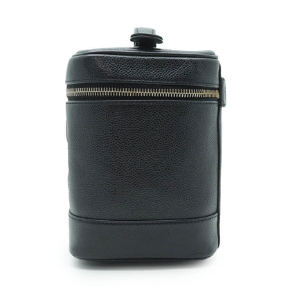 Black Leather Vanity Bag