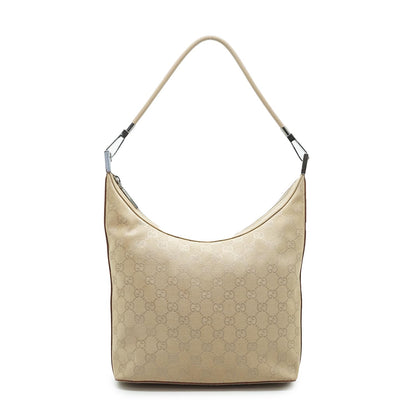 Beige Canvas Shoulder Bag