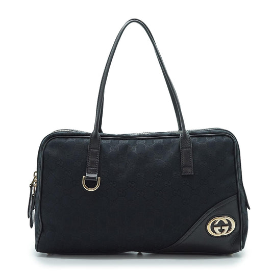 Canvas Leather Black Handbag