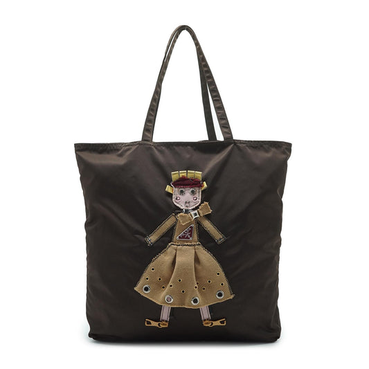 Doll Robot Applique Nylon Tote