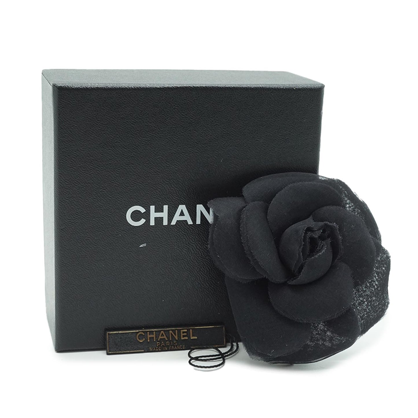 Black Organza Camellia Pin Brooch