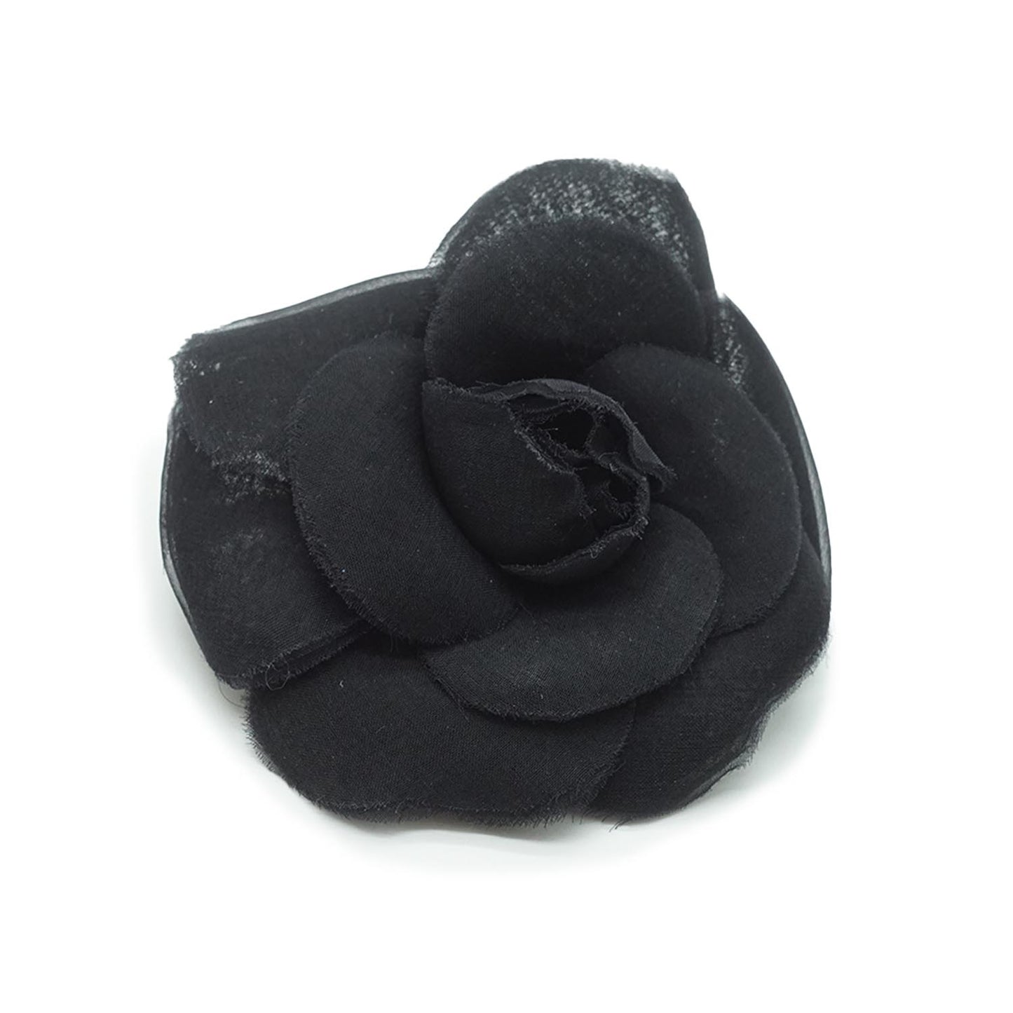 Black Organza Camellia Pin Brooch