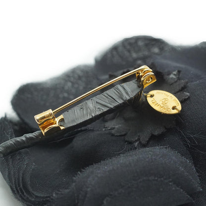 Black Organza Camellia Pin Brooch