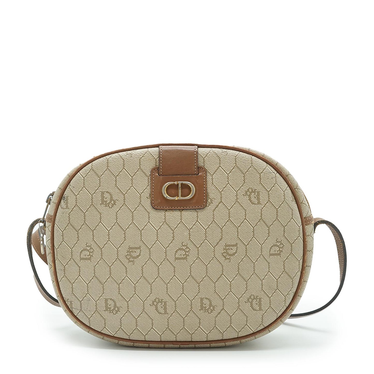 Beige Honeycomb Crossbody Bag