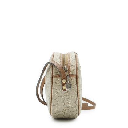 Beige Honeycomb Crossbody Bag