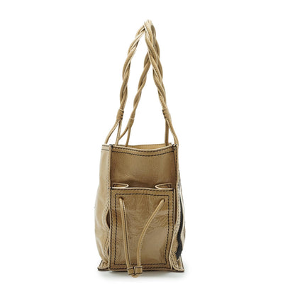 Beige Enamel Silver Hardware Tote