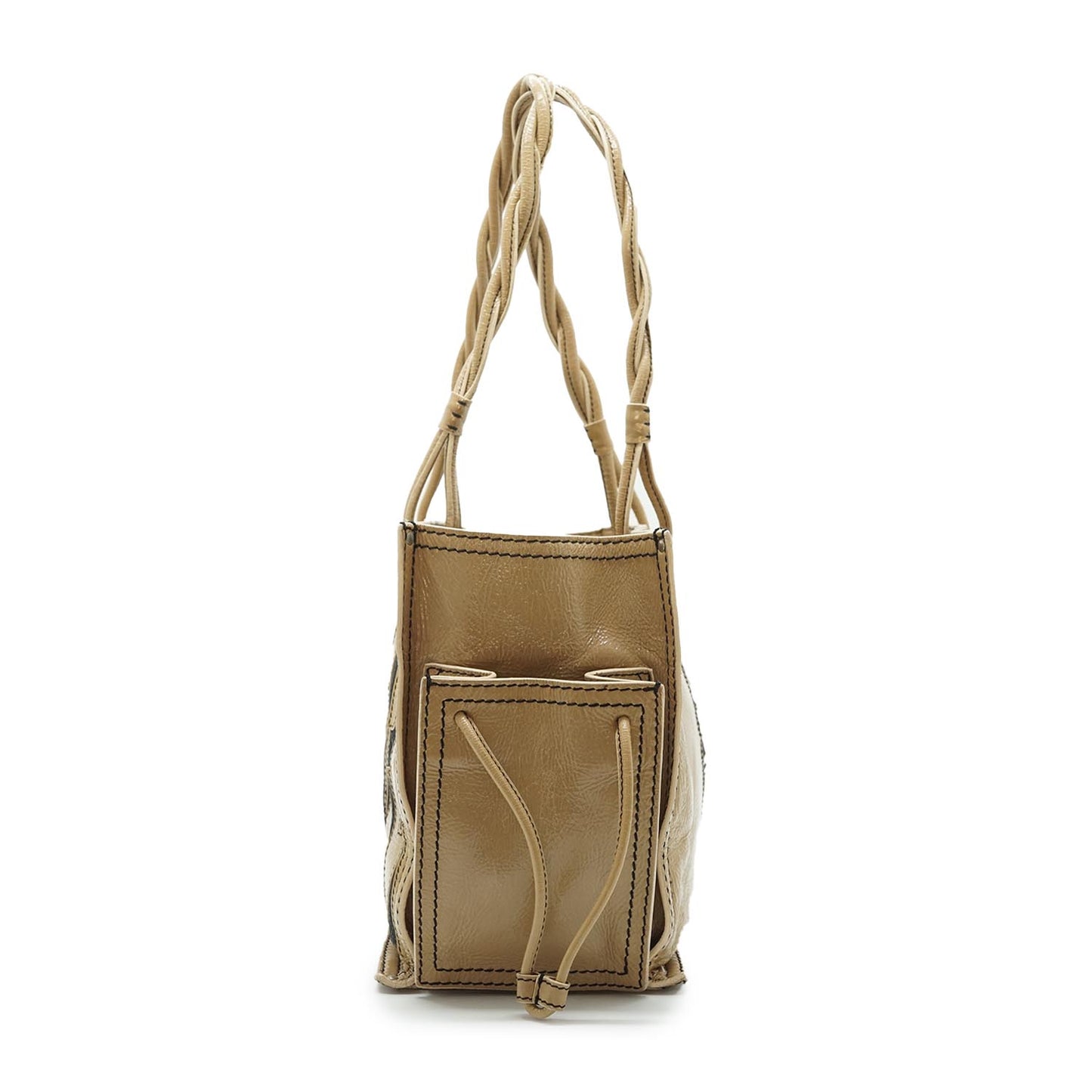 Beige Enamel Silver Hardware Tote