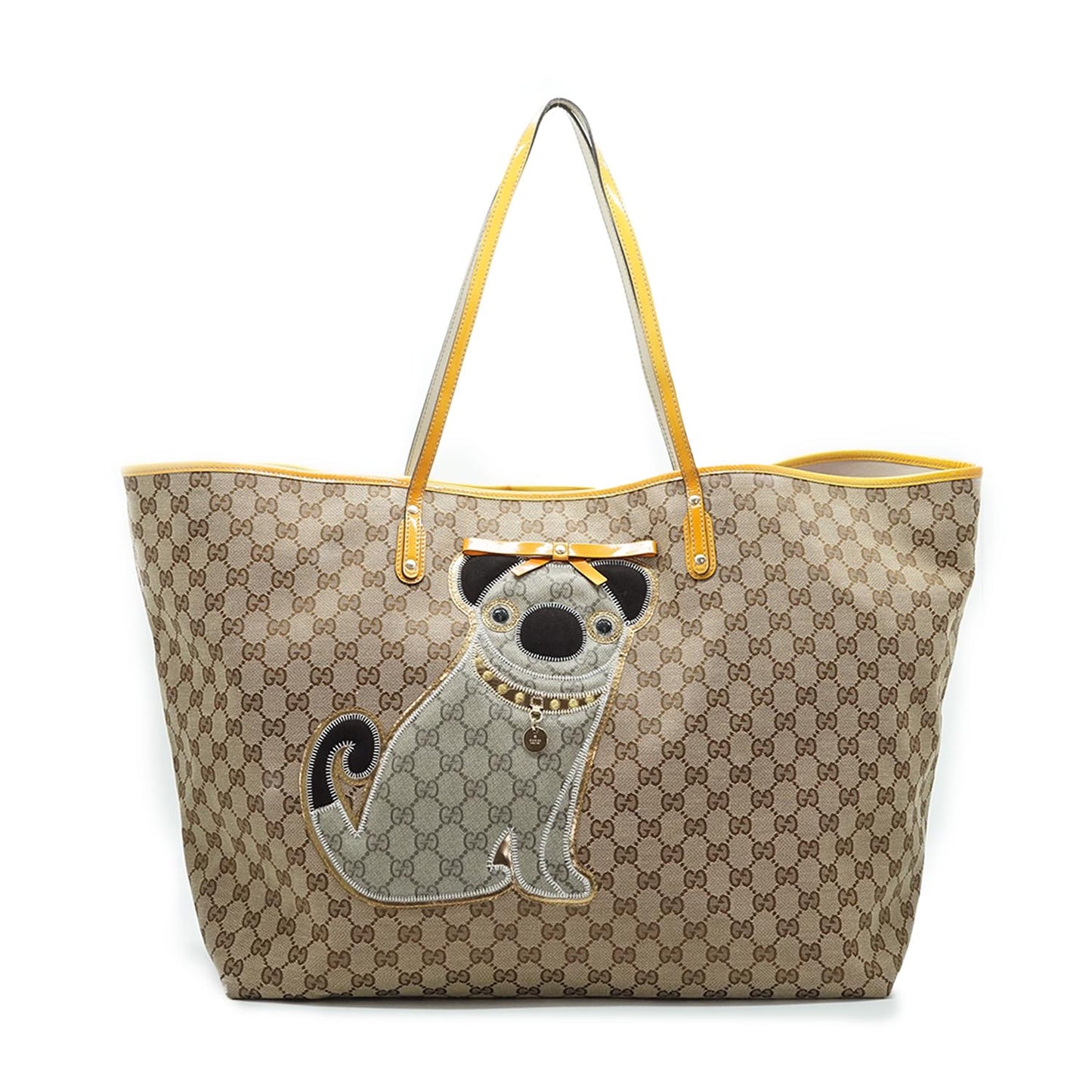 GG Guccioli Oliver Pug Canvas Large Tote