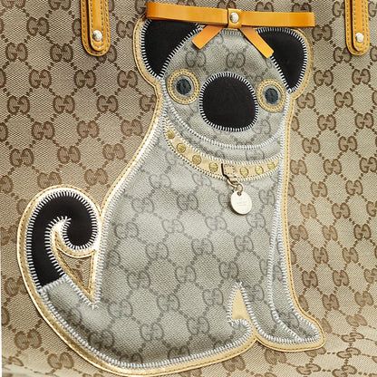 GG Guccioli Oliver Pug Canvas Large Tote