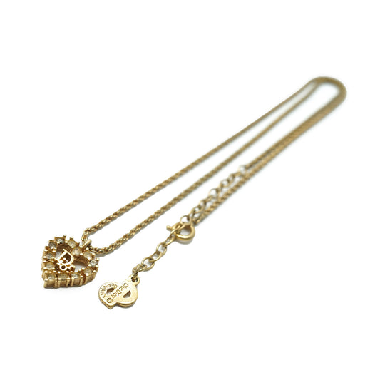 Rhinestone Heart Gold Necklace