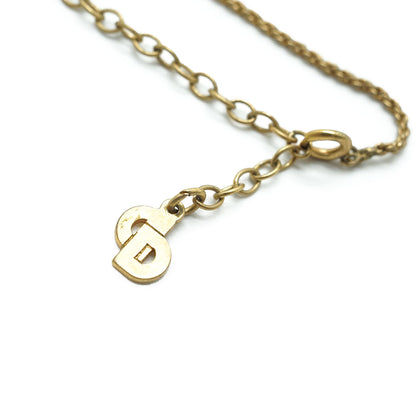 Rhinestone Heart Gold Necklace