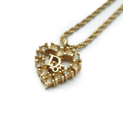 Rhinestone Heart Gold Necklace