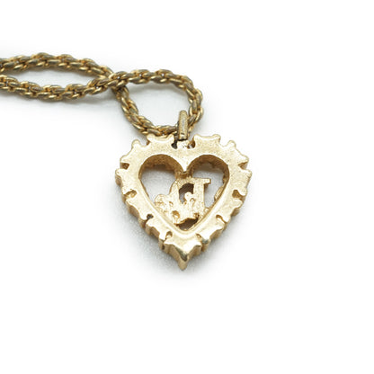 Rhinestone Heart Gold Necklace