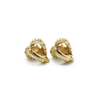 Rhinestone Heart Gold Earrings