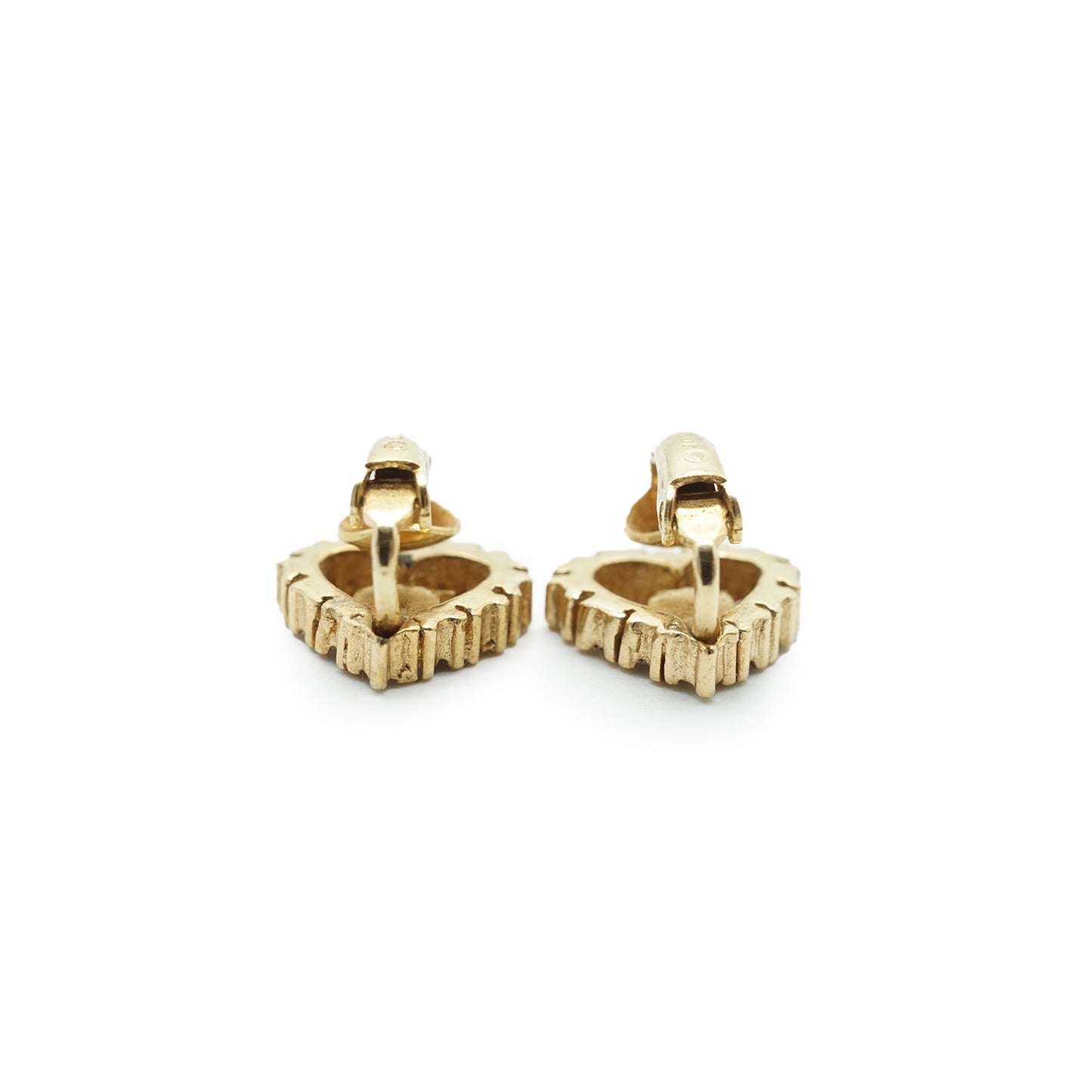 Rhinestone Heart Gold Earrings