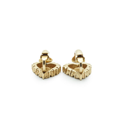 Rhinestone Heart Gold Earrings