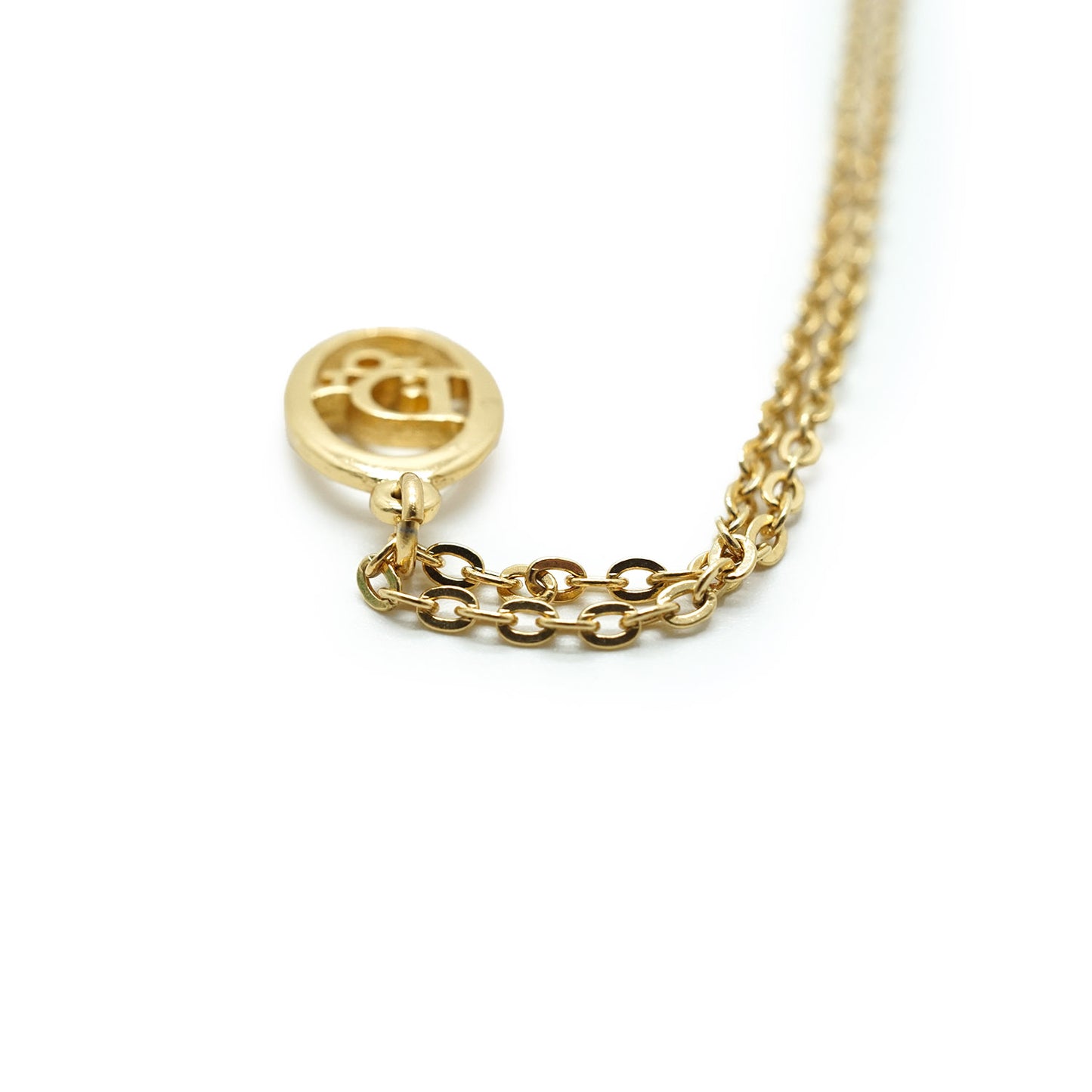 Oblique Logo Oval Pendant Chain Necklace