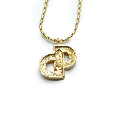 CD Logo Rhinestone Gold Necklace