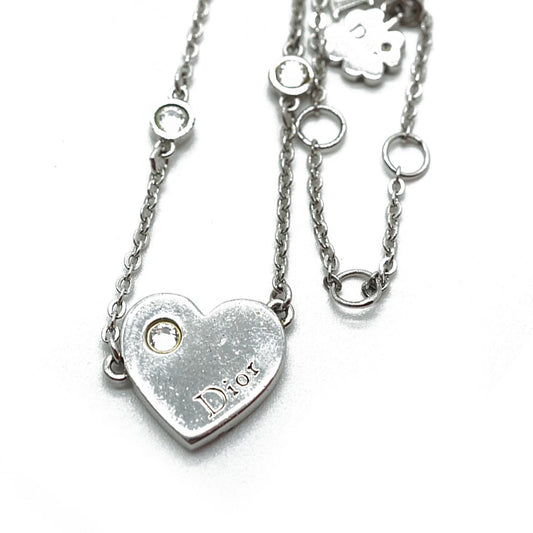 Silver Rhinestone Heart Pendant Necklace