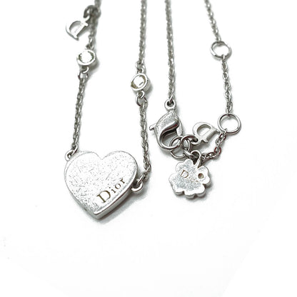 Silver Rhinestone Heart Pendant Necklace