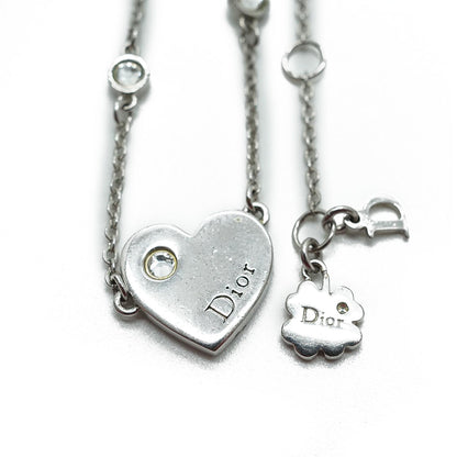 Silver Rhinestone Heart Pendant Necklace