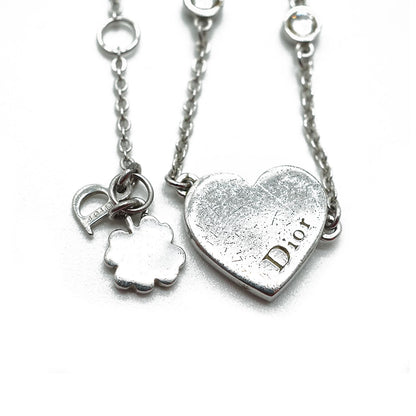 Silver Rhinestone Heart Pendant Necklace