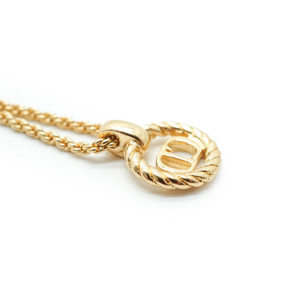 CD Logo Circle Gold Chain Necklace