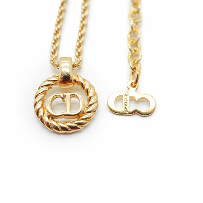 CD Logo Circle Gold Chain Necklace