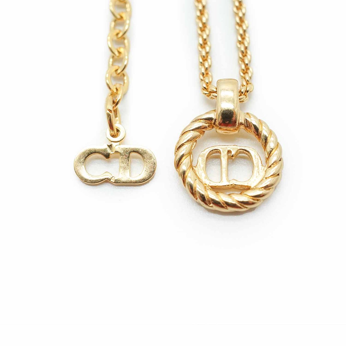 CD Logo Circle Gold Chain Necklace