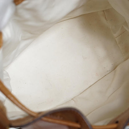 White Brown Leather Bucket Bag