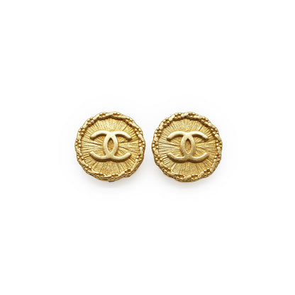 Gold Round Clip Earrings GP