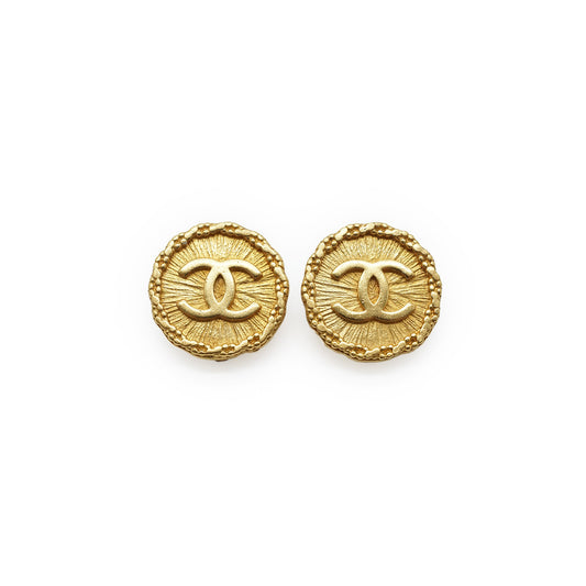 Gold Round Clip Earrings GP