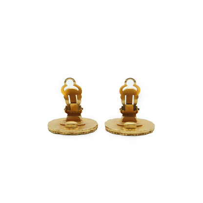 Gold Round Clip Earrings GP